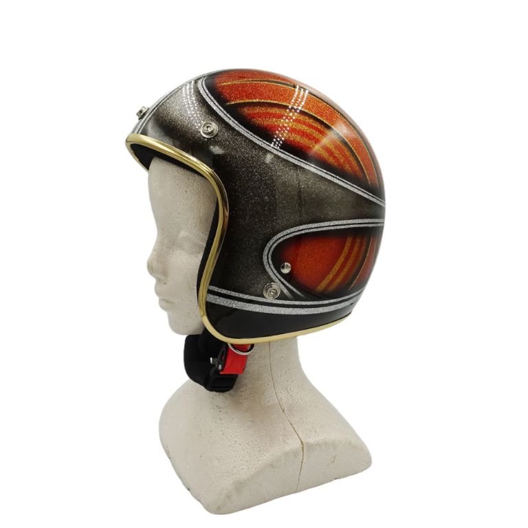 装飾用 見る者の目を奪うカスタムスタイル!! ジェットヘルメット ラメ入り フリーサイズ 57-59cm 装飾用ファッション 公道使用不可 FFCRYSTALESIA_COM