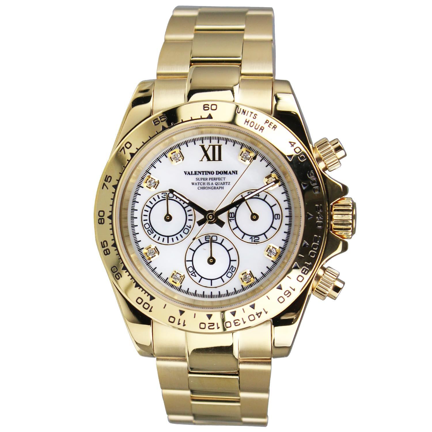 VALENTINO DOMANI バレンチノドマーニ メンズ 腕時計 クロノグラフ ジルコニア ゴールド GOLD 金色 VD005GW