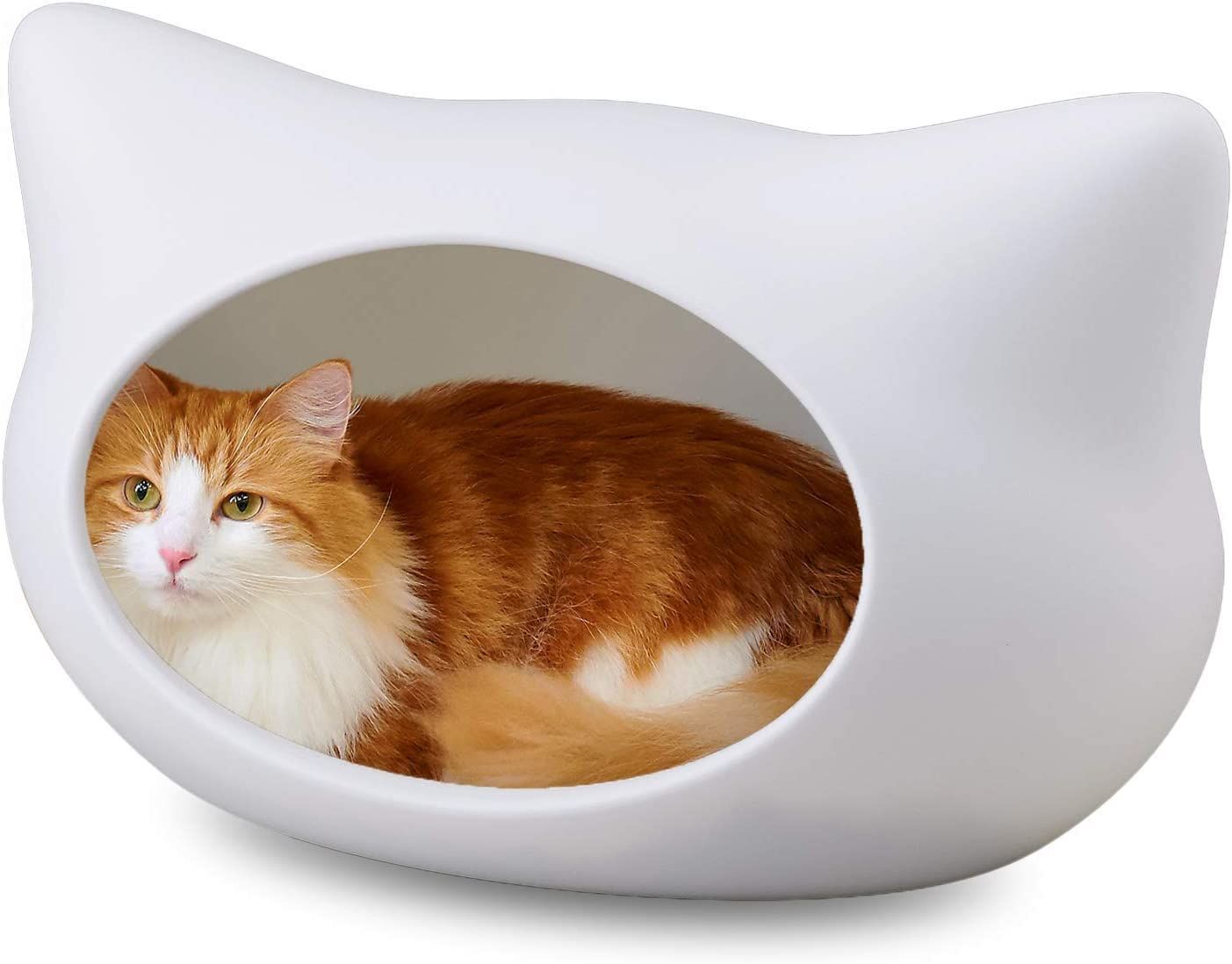 Amazon | 猫 ハウス 屋外 キャットハウス 猫の家 透明な窓とカーテンで