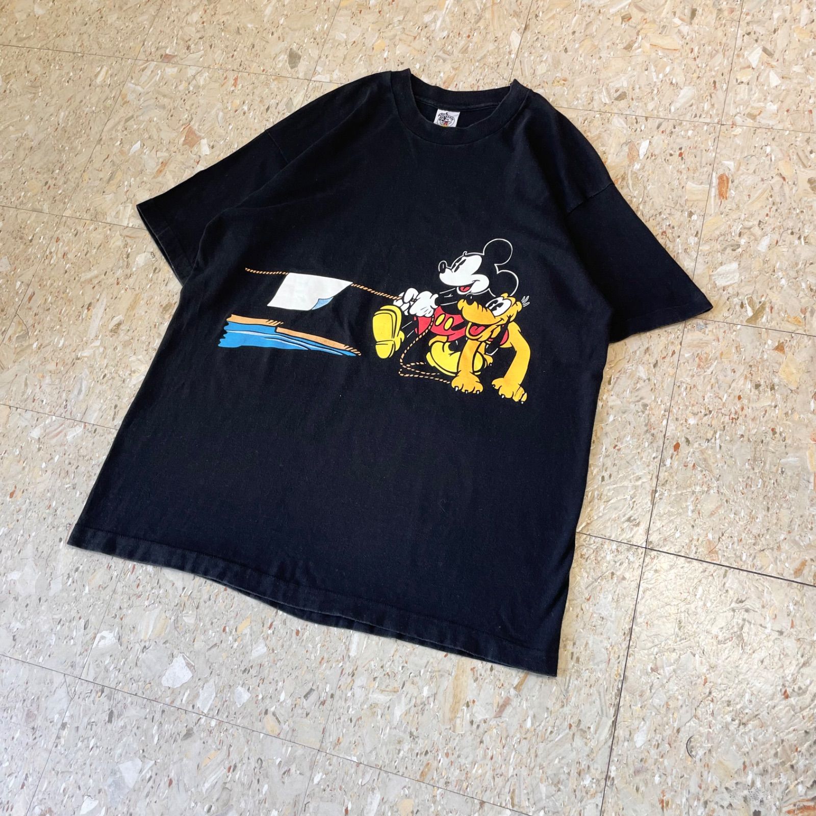 90s USA製 【Disney】 ディズニー ミッキー 綱引き 両面プリント T