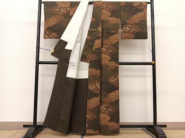 平和屋着物○伝統工芸士 七代目 吉澤与市 本真綿結城紬 絞り 型染め  