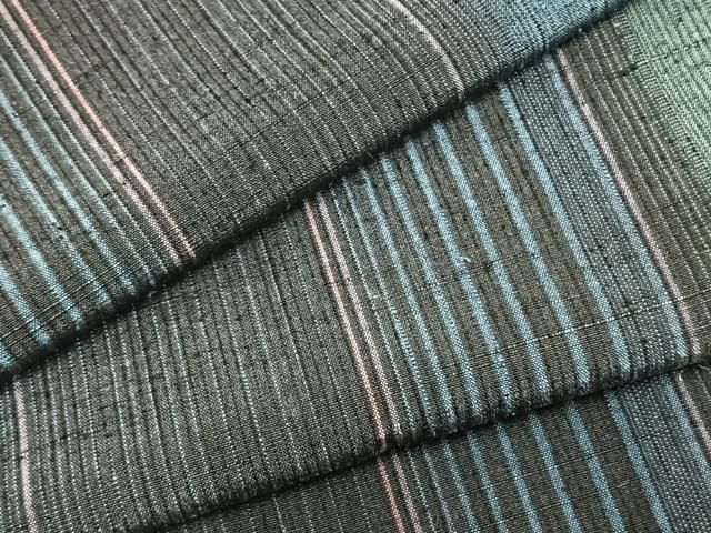 平和屋着物▽上質な紬 単衣 縞 正絹 AABB2228fy
