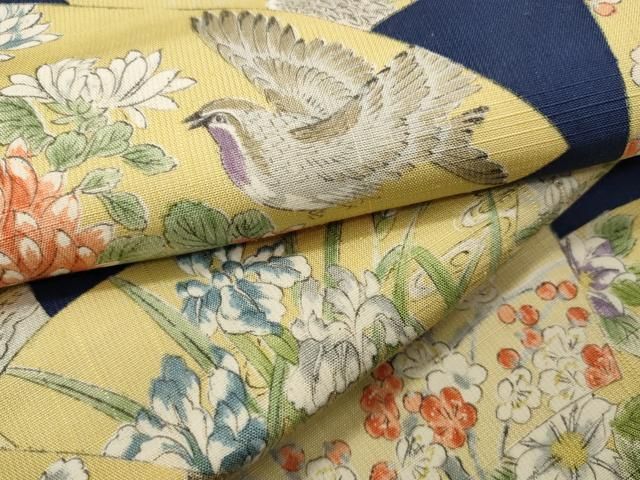 平和屋着物▽上質な紬 単衣 石畳よろけ文 正絹 逸品 BAAS8040yc