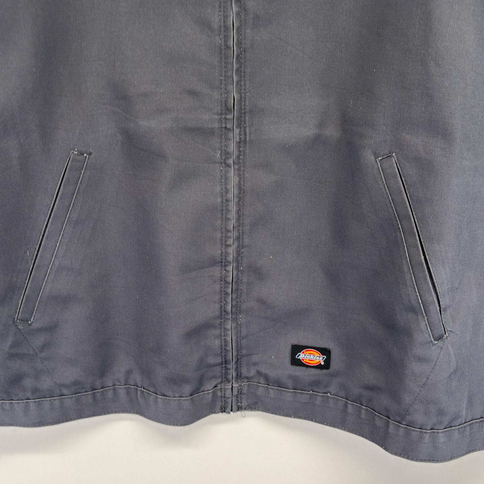 古着 ディッキーズ Dickies ワークジャケット フルジップ ワンポイントロゴ 大きいサイズ 3XL  ダークグレー系 メンズ