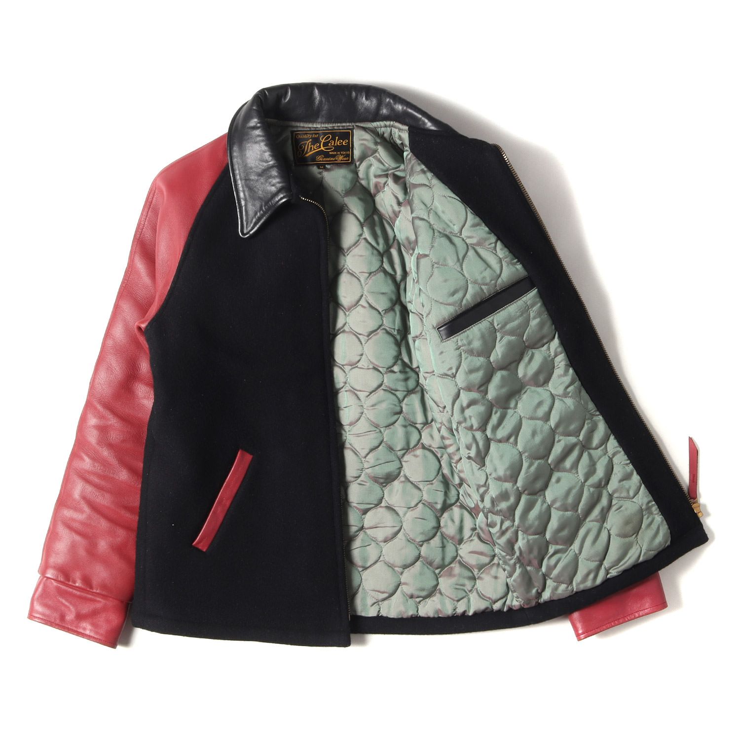 【1円~】The Calee キャリー 袖襟レザー 切替 スタジャン ジャケット ブラック系 M 9d27707nh0045zb70 CALEE◇袖レザー切替⁄スタジャン⁄M⁄ウール⁄BLK⁄キャリー