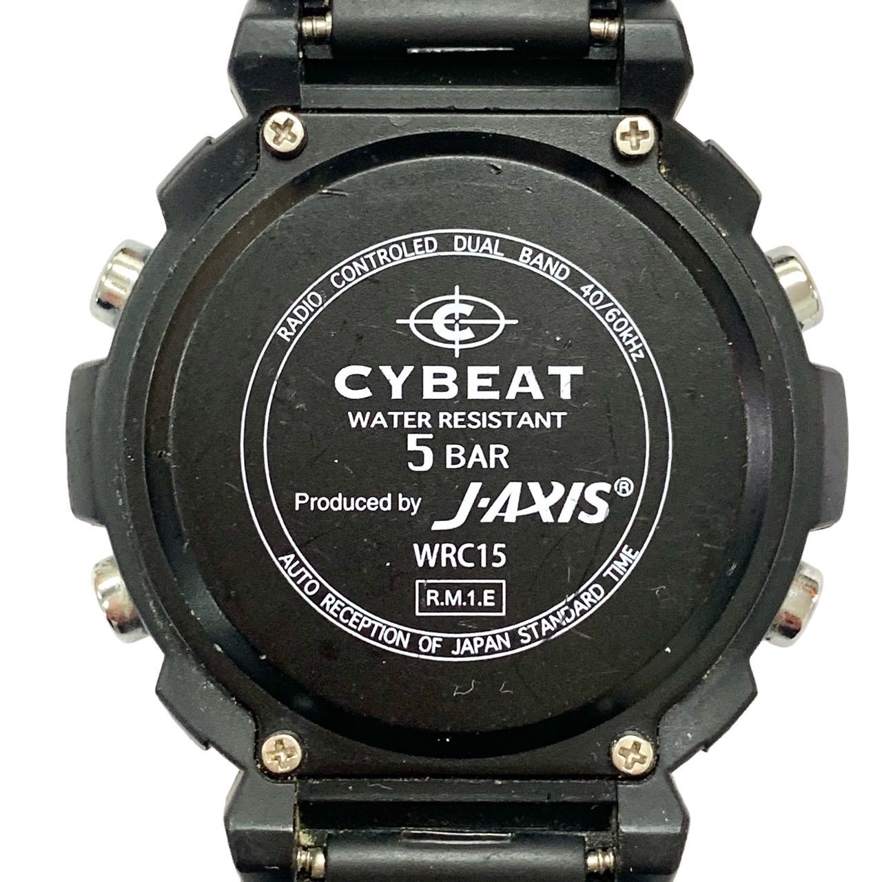 【CYBEAT ️J-AXIS】 サイビート 電波デジタル腕時計 Radio CONTROLED JAPAN STANDARD Time Adjust ブラック 稼働品 (AYA)