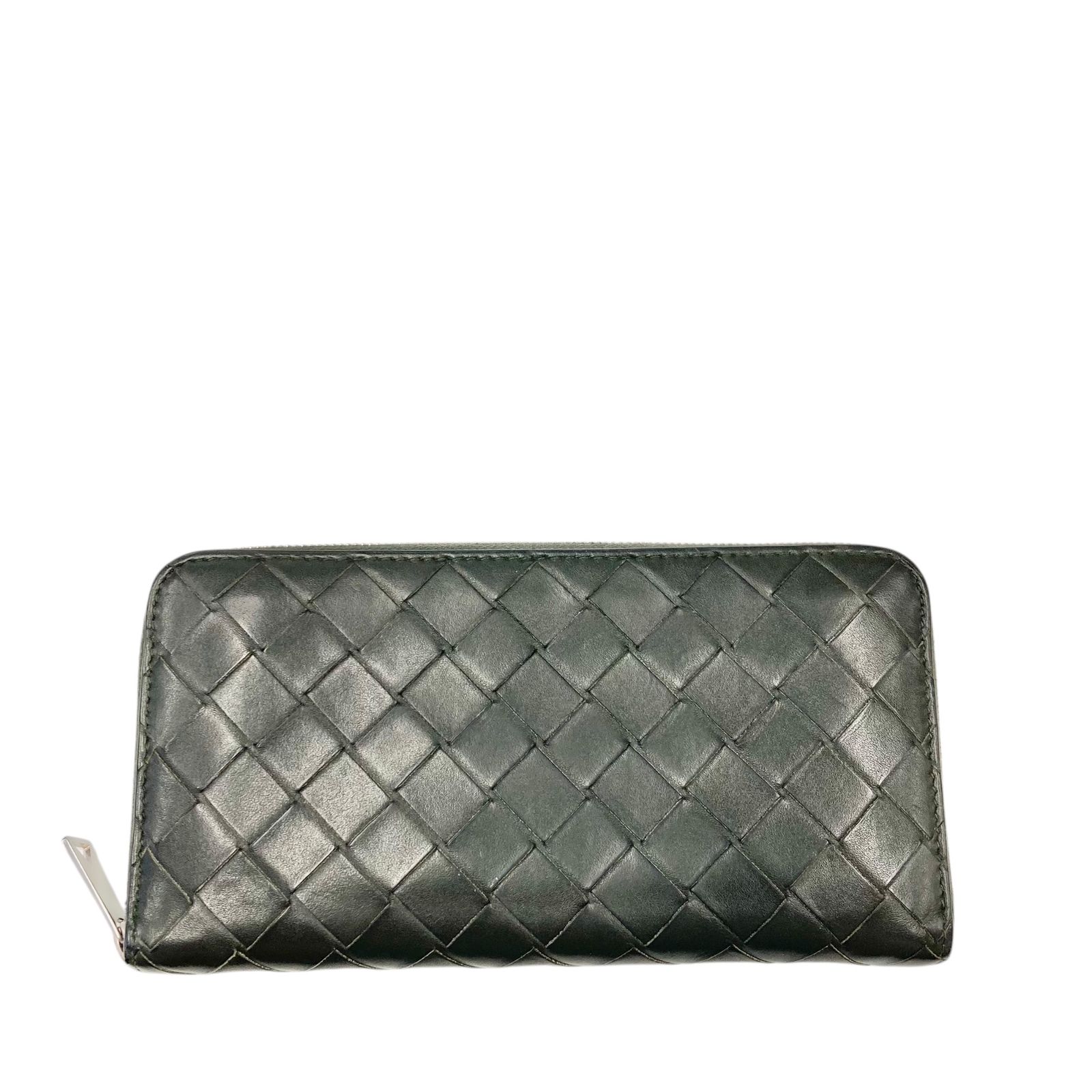 【真贋判定済】BOTTEGA VENETA ボッテガヴェネタ マキシイントレチャート 長財布 グリーンブラック B1121LQ52H