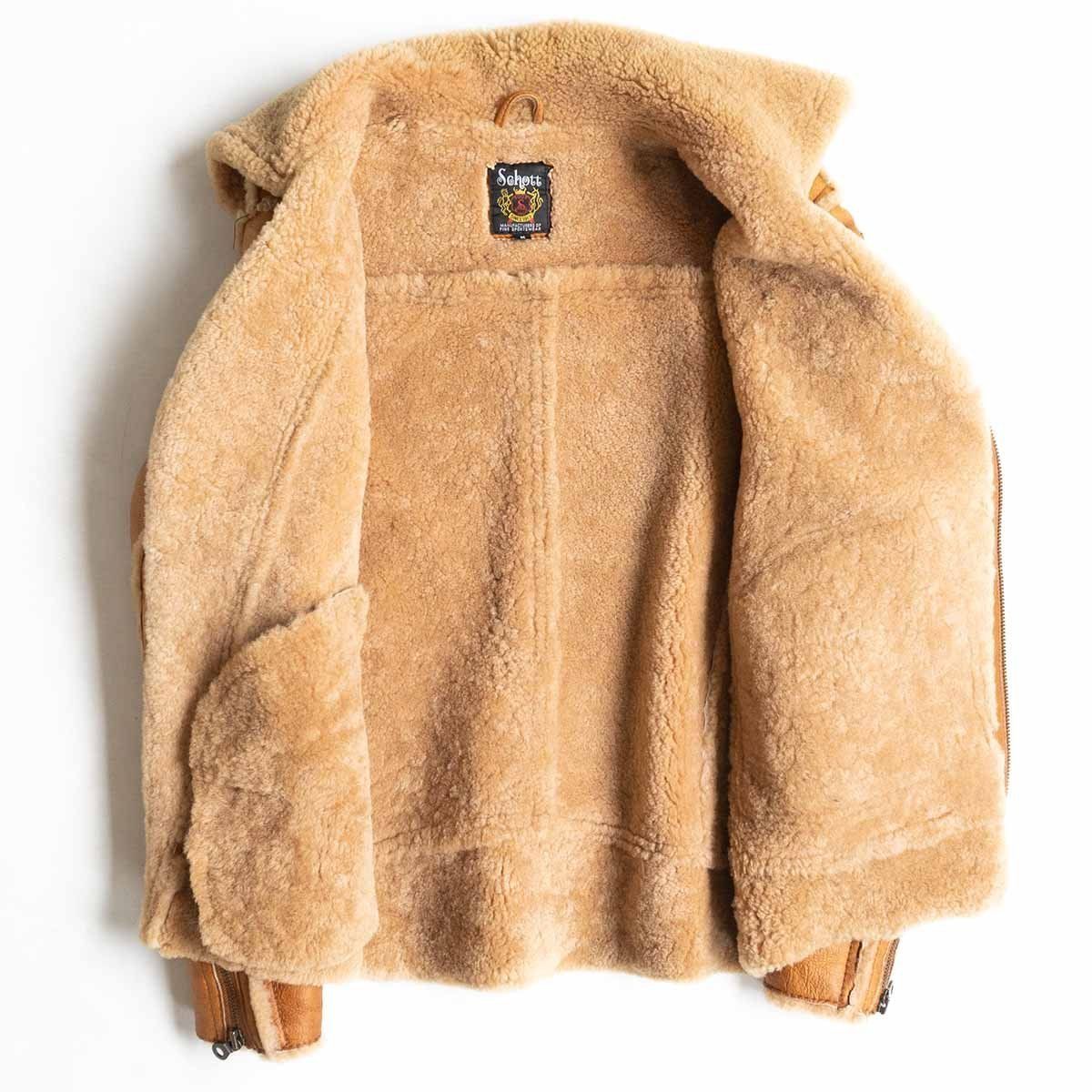 高級品】SCHOTT【ムートン ライダースジャケット】M ブラウン レザー