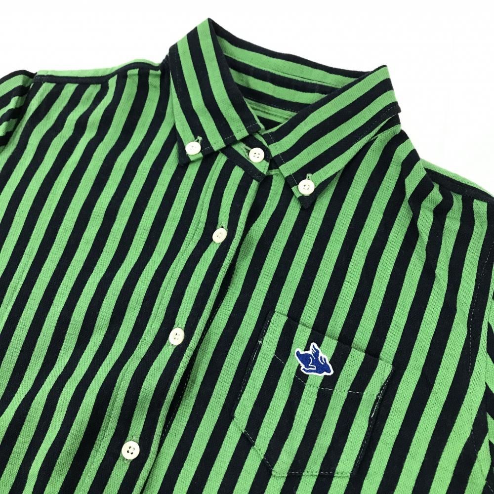 美品】パーリーゲイツ 五分袖シャツ ライトグリーン×ネイビー