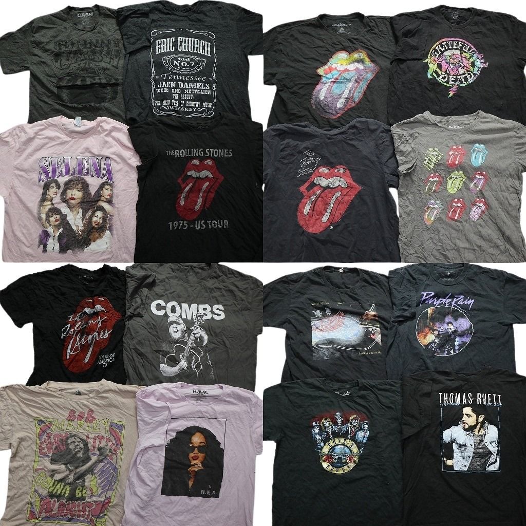 古着卸 まとめ売り 音楽・バンド 半袖Tシャツ 16枚セット (メンズ XL  