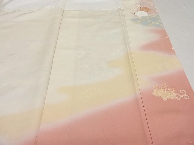 平和屋1□極上 創業460年・千總 訪問着 友禅 霞草花文 暈し染め