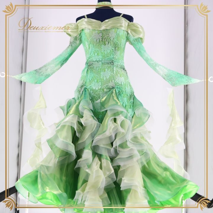 送料無料』【美品 社交ダンス衣装】豪華ラインストーン×イエロー