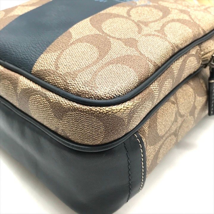 COACH コーチ ストライプ ショルダー バッグ 斜め掛け PVC