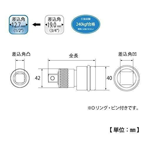 差込角19.0mm→12.7mm 変換タイプ トップ工業 (TOP) インパクト用