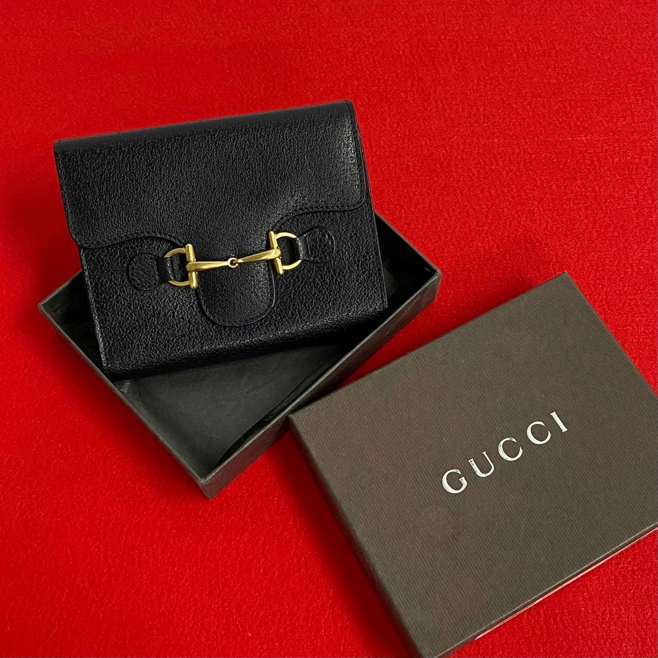 ほぼ未使用 希少品 箱付き GUCCI グッチ ホースビット 金具 レザー 本革 二つ折り 財布 ミニ ウォレット 小銭入れ ブラック 16850 -  メルカリ