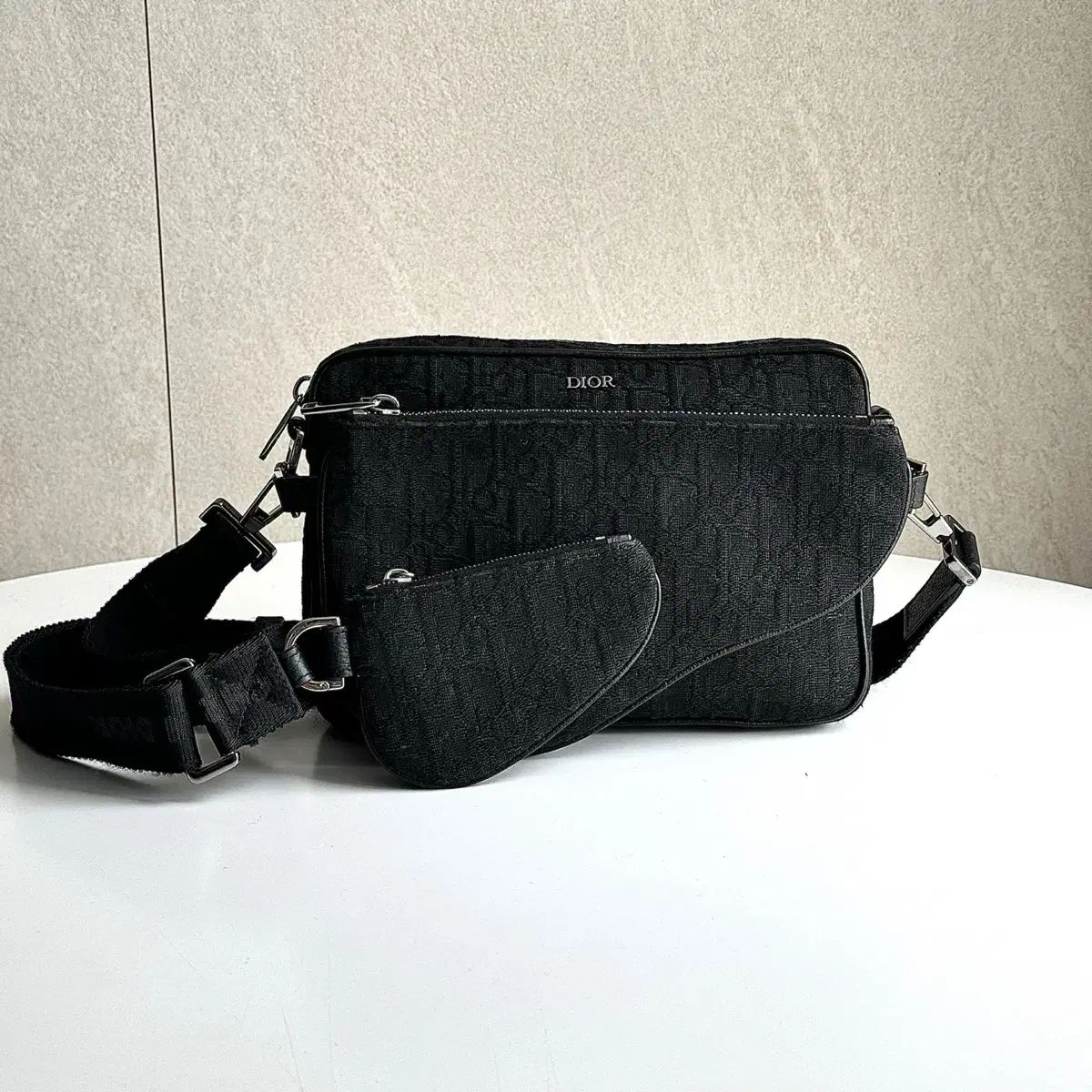 インボイスO ディオール オブリーク トリプル サドルバッグ クロスバッグ ブラック