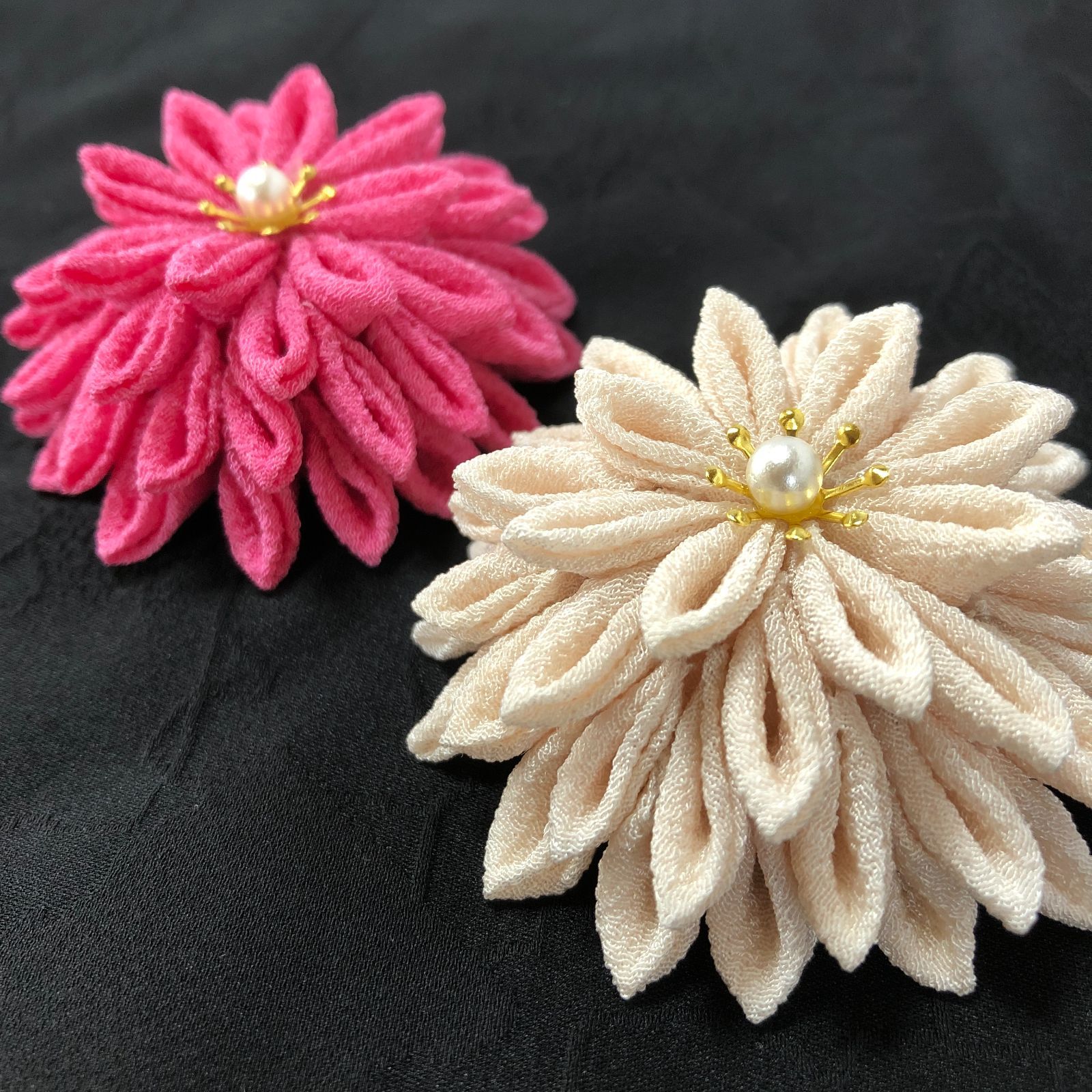 つまみ細工 パーツ ダリア ハンドメイド _076 - メルカリ