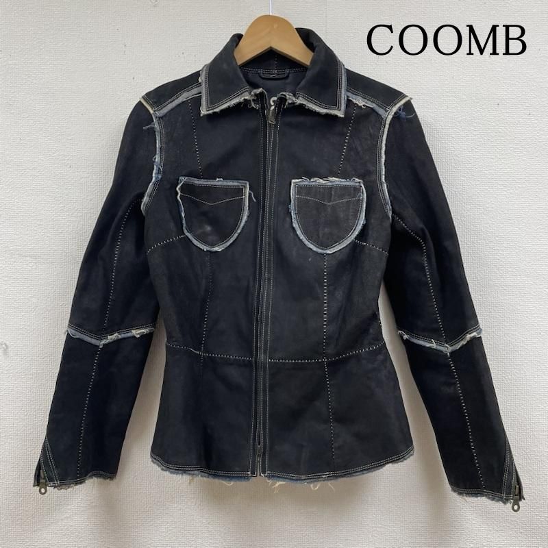 COOMB クーム ジャケット 上着 ジャンパー ブルゾン デニム レザー ジャケット ブルゾン フルジップ ダブルジップ 羊革 ラム ウエスタン