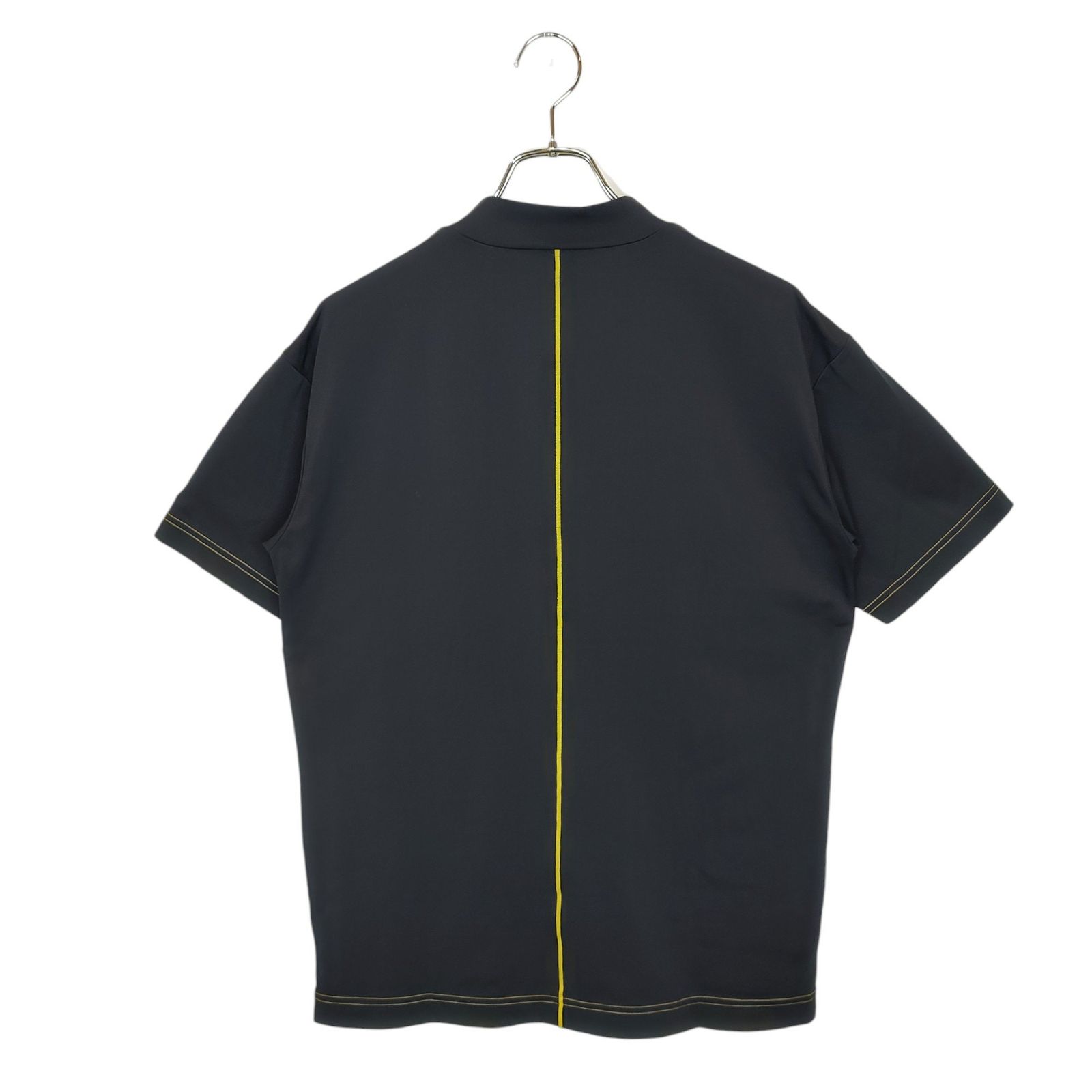 MARK&LONA マークアンドロナ　モックネック半袖シャツシャツ　黒 Lゴルフ MARK&LONA マークアンドロナ モックネック半袖シャツシャツ 黒 L