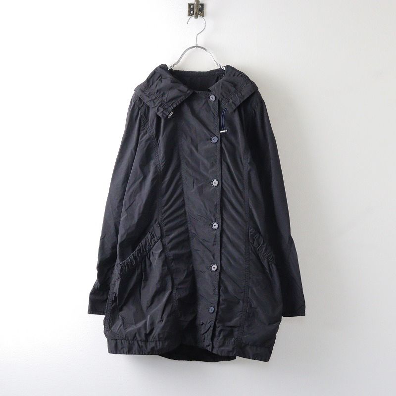 ヒロコビス HIROKO BIS ナイロン ギャザーロングコート 11/ブラック 黒