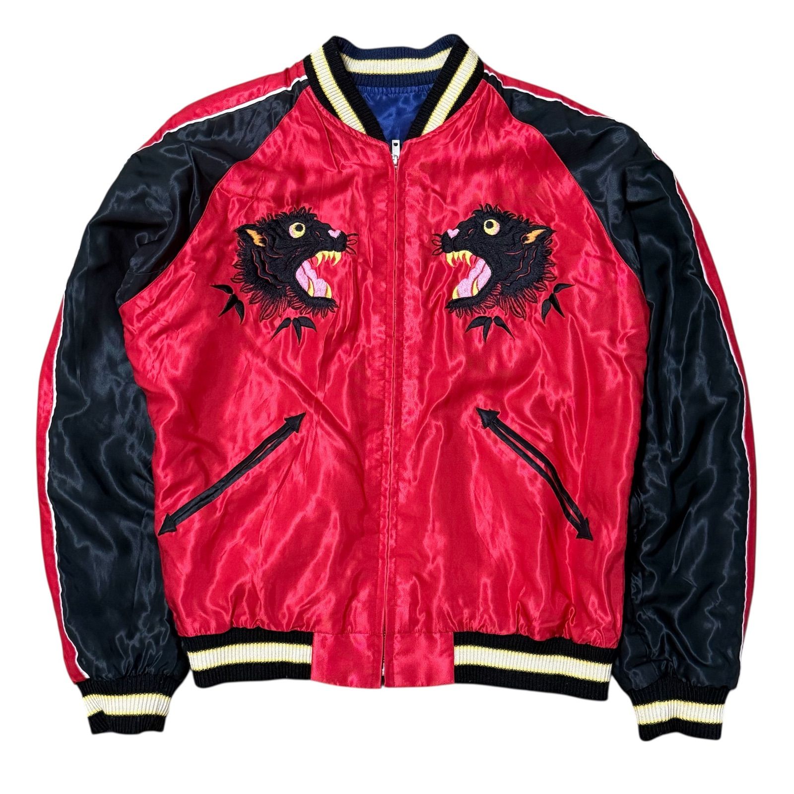 美品 テーラー東洋 TALOR TOYO 両A面 スカジャン 黒虎 鷹 東洋