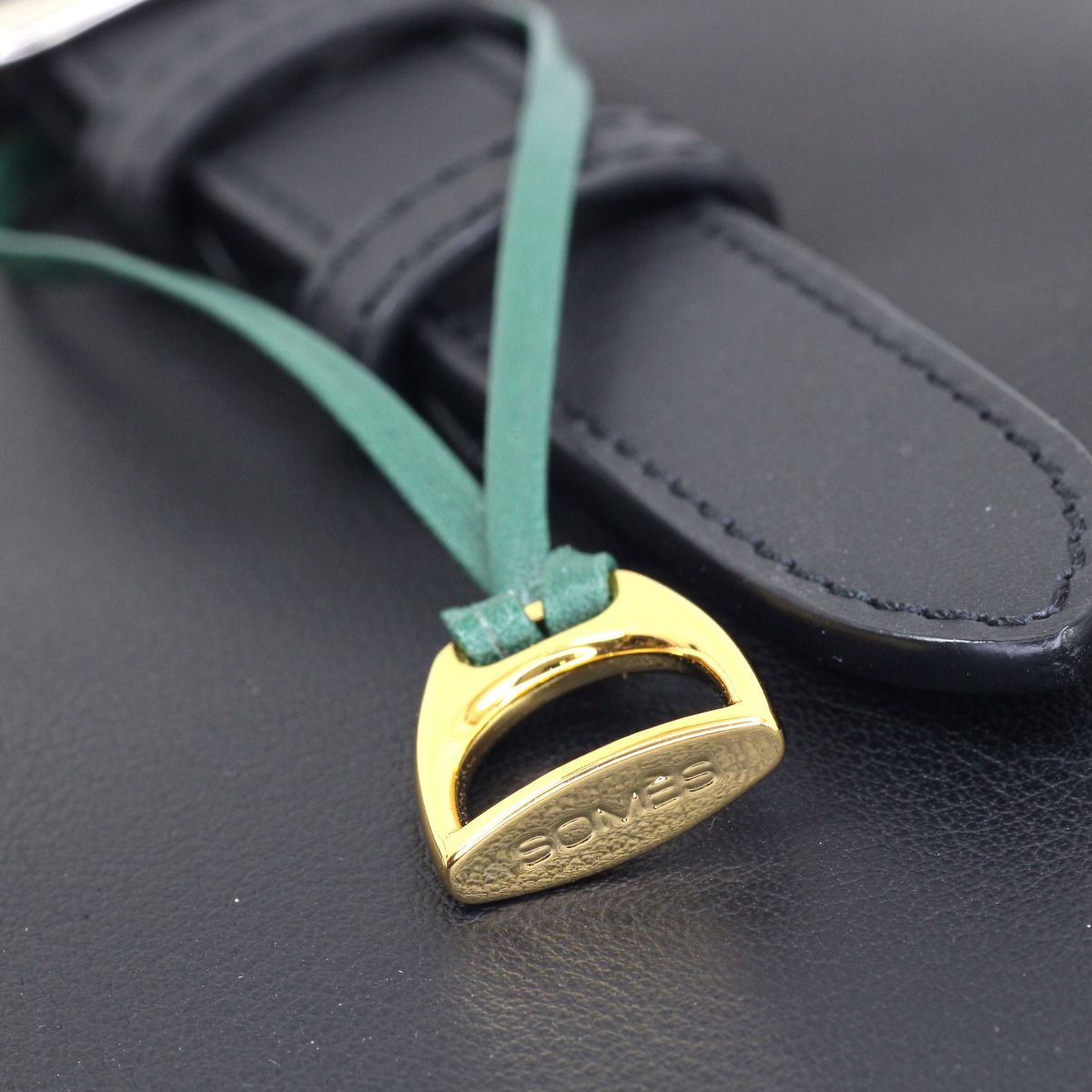 希少SOMES SADDLE ソメスサドル レザーロゴベルト ゴールドバックル