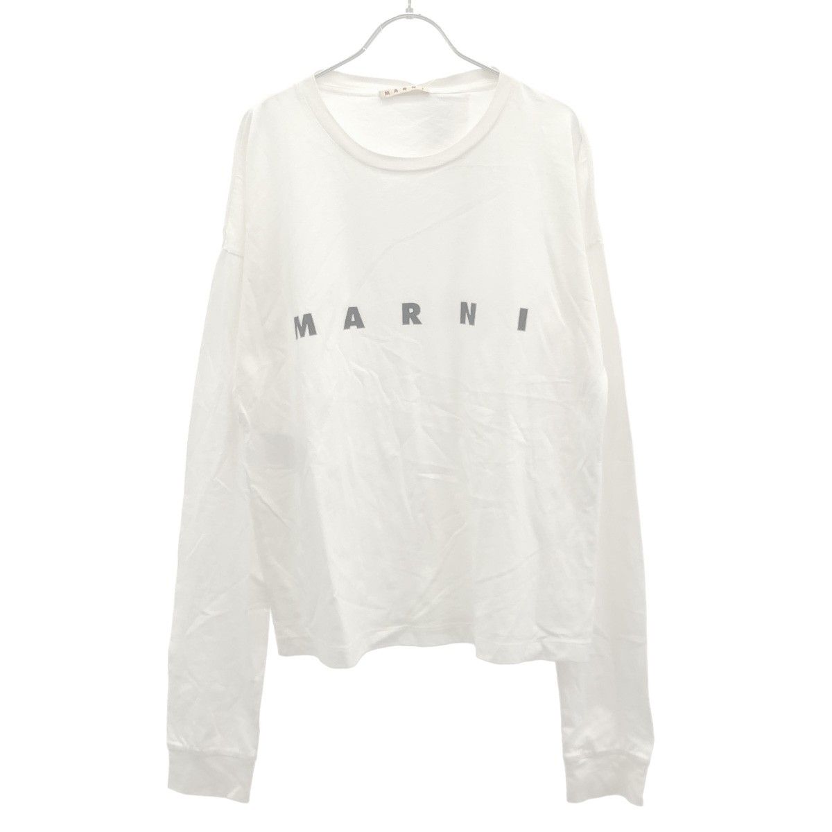 【稀少】MARNI マルニ ステッチ ロゴプリント 長袖シャツ ホワイト 稀少】MARNI マルニ ステッチ ロゴプリント 長袖シャツ ホワイト