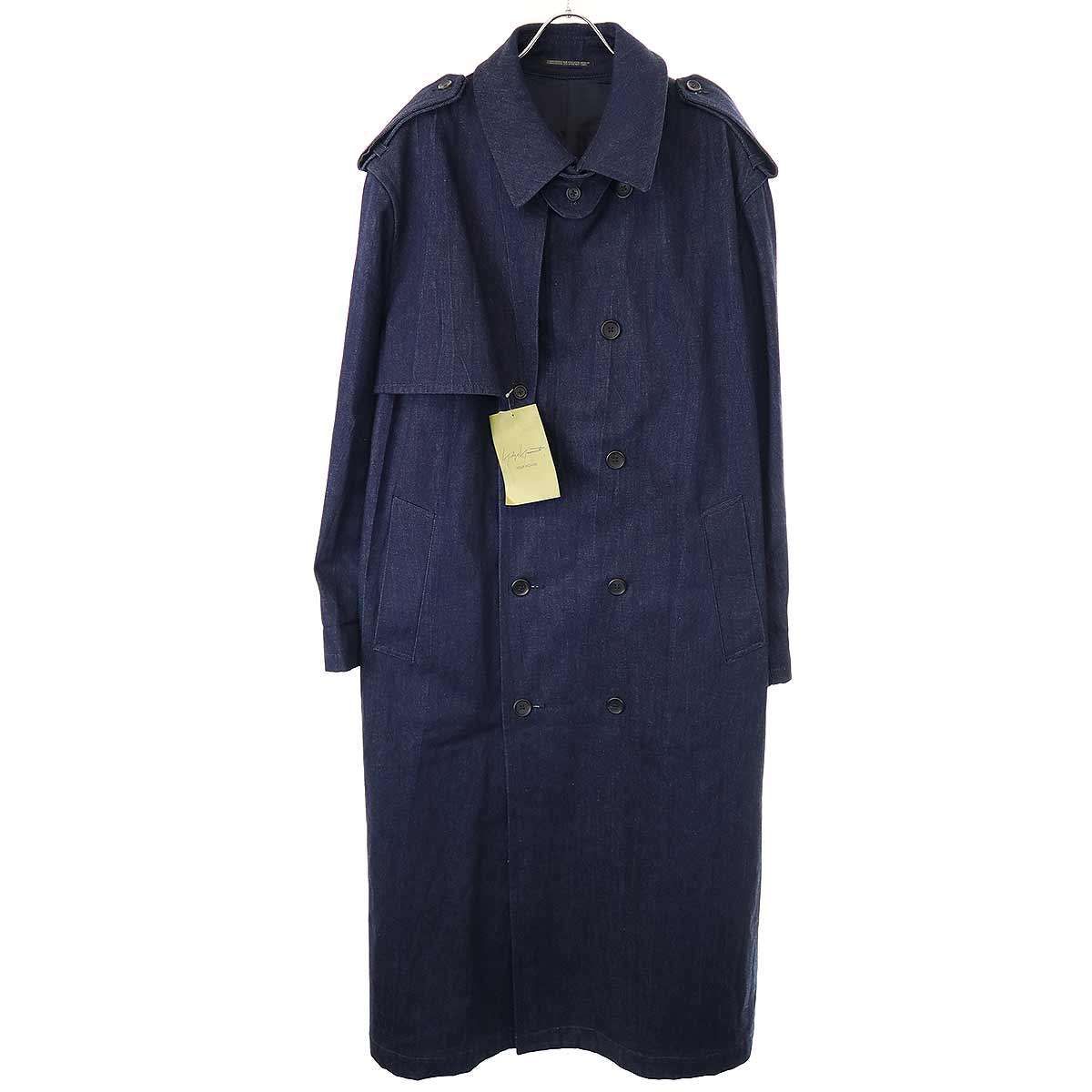 Yohji Yamamoto POUR HOMME ヨウジヤマモト プールオム 23AW 120Z DENIM K-DENIM TRENCH COAT  デニムトレンチコート HJ-C24-014 インディゴブルー 1 - メルカリ