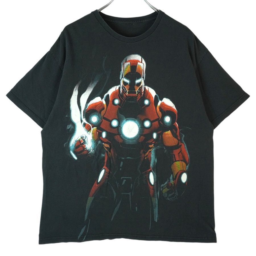 マーベルMarvelアイアンマンIron ManキャラクターTシャツキャラ物デカプリント大判プリント黒ブラックvintageヴィンテージ40308