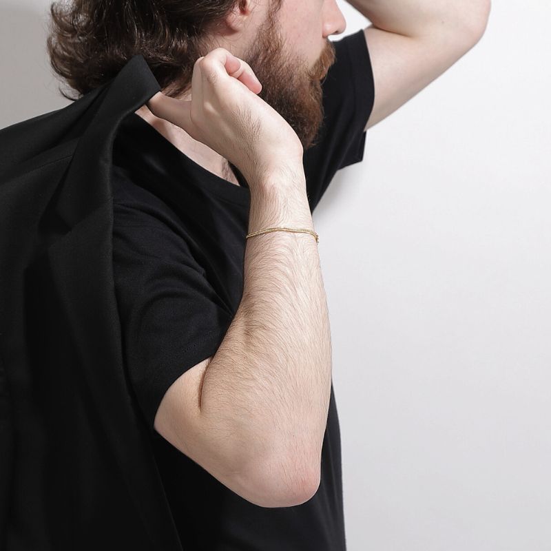 中空喜平ブレスレット 2面カットクワドループル