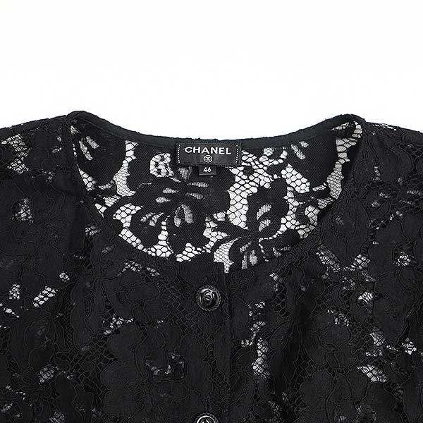 CHANEL - CHANEL シャネル ココマークボタン フラワーレースフリルブラウス P58347V44254 ブラック 46 imgrc0104721620.jpg