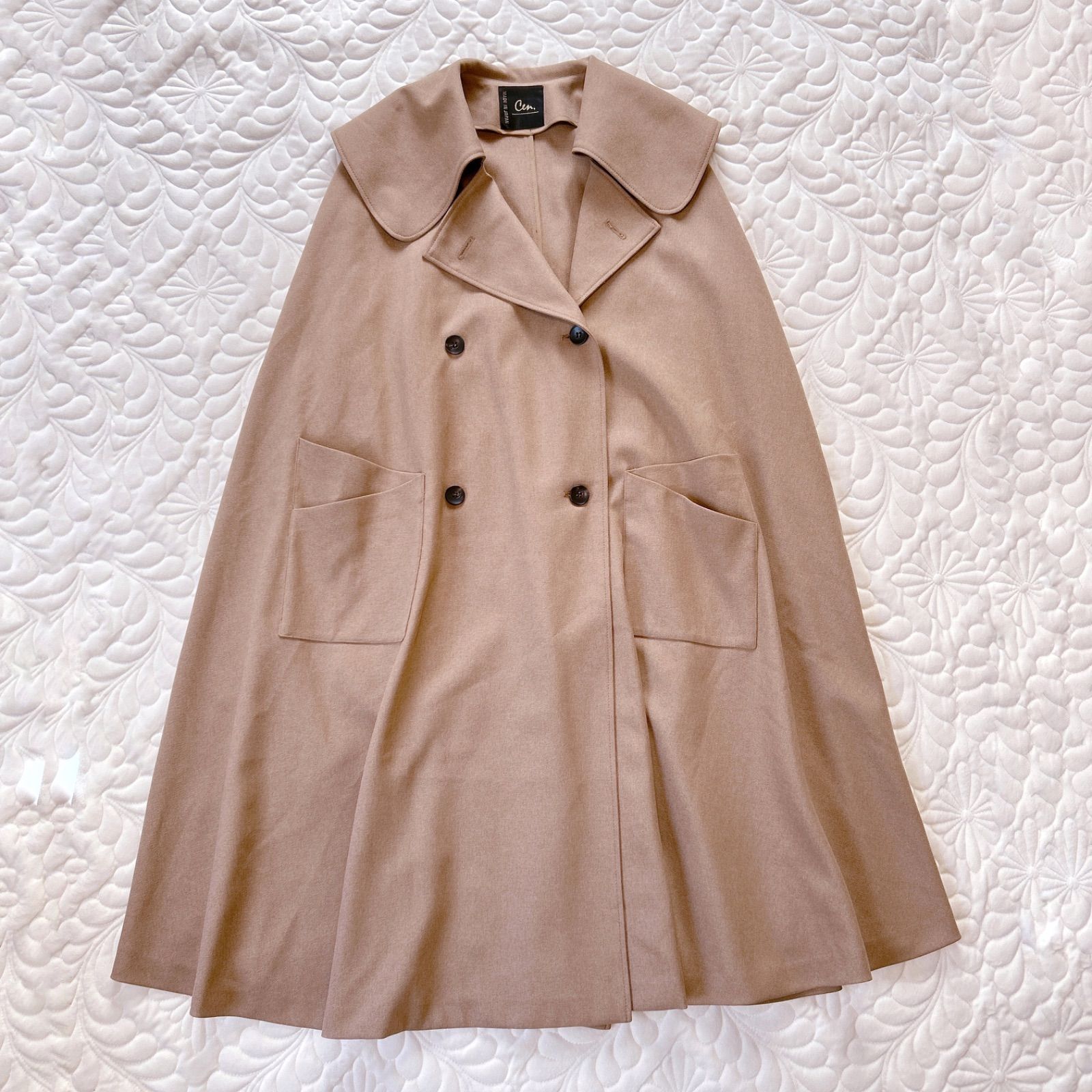Cen. セン ダブルブレスト ケープ ポンチョ コート トレンチコート