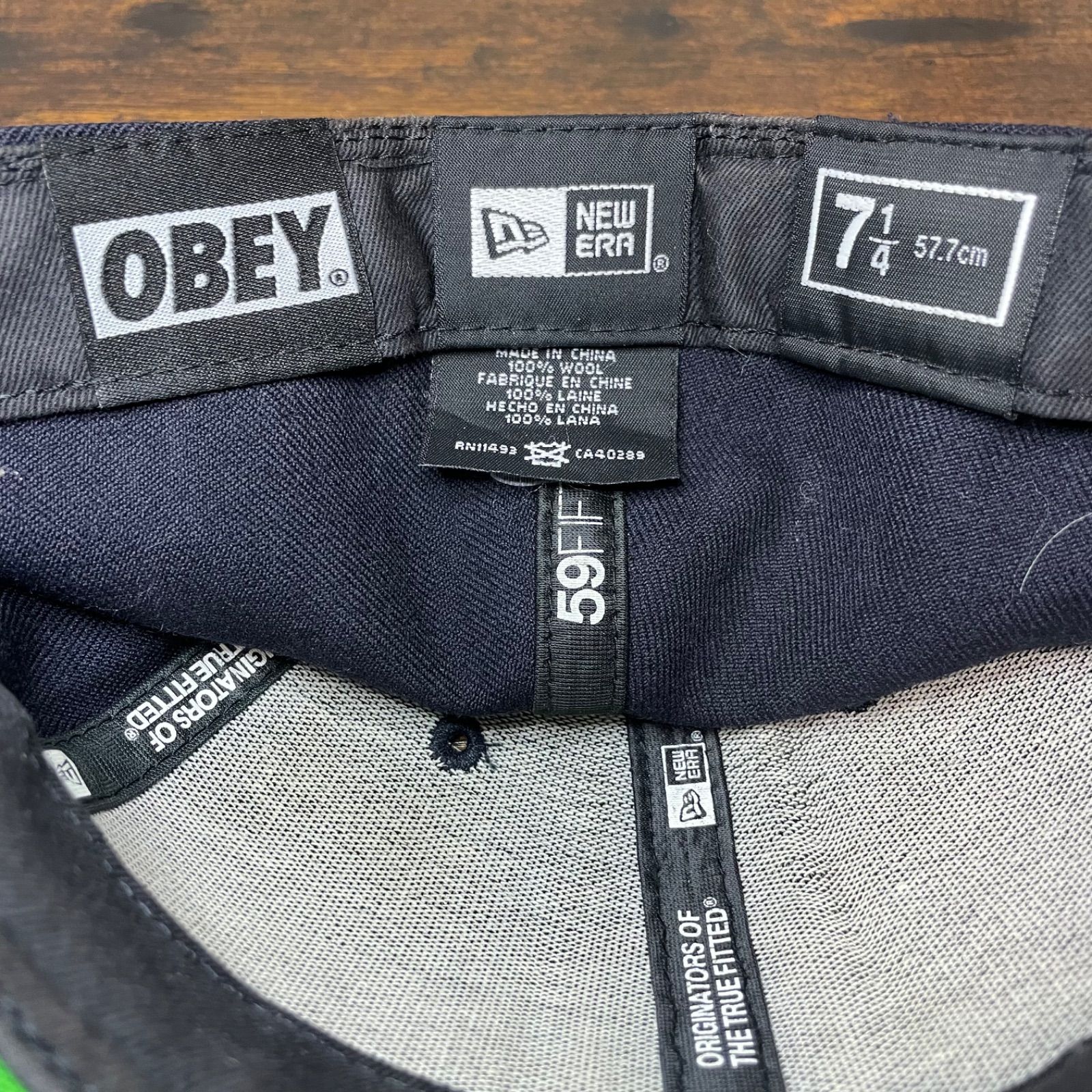 D-92ニューエラ OBEY ダークネイビー×ワインレッド ロゴCap - メルカリ