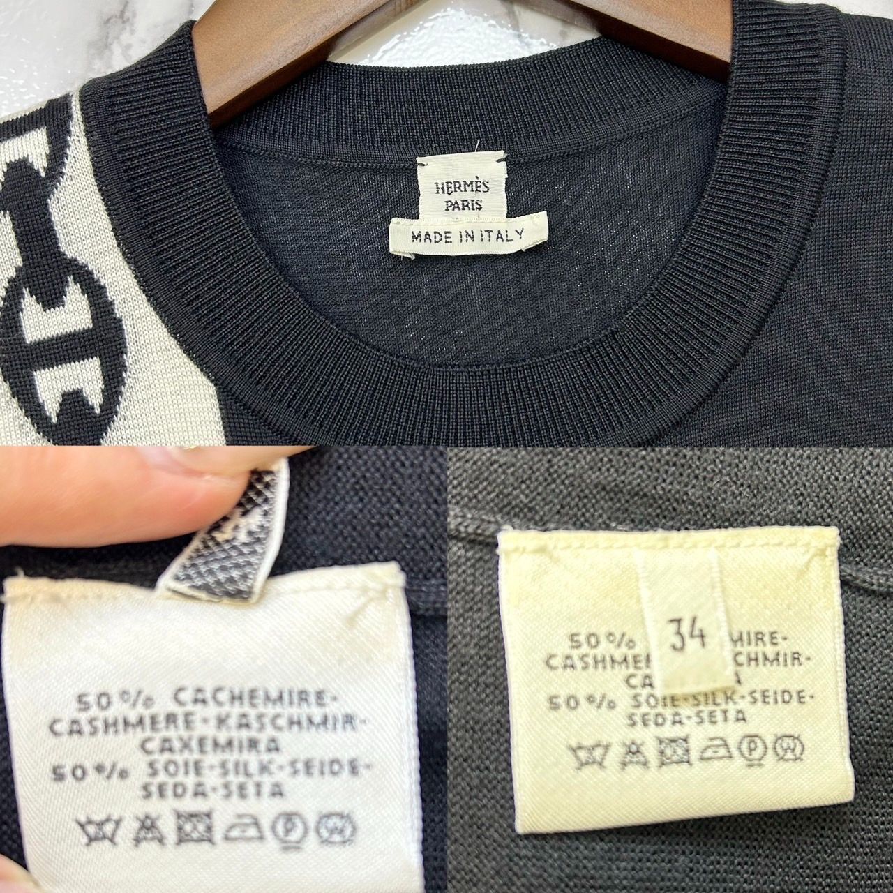 ✨美品✨ HERMES エルメス シェーヌダンクル 柄 カシミヤ シルク 