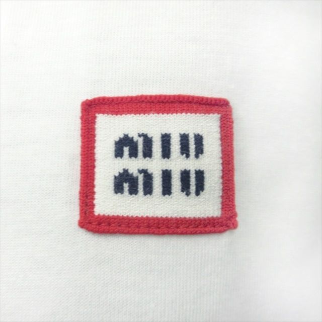 miu miu ロゴ刺繍 クロップドTシャツ ホワイト MIU MIU - 【極美品】MIU MIU Tシャツ 長袖 クロップド ホワイト
