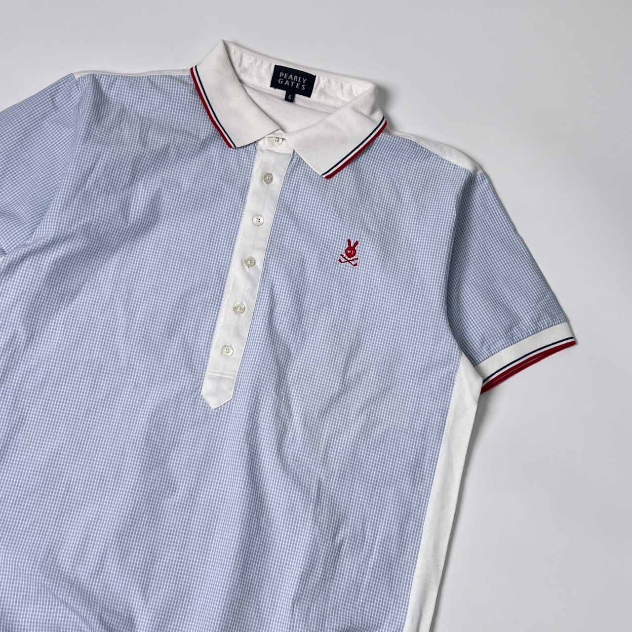PEARLY GATES パーリーゲイツ チェック 半袖 ポロシャツ 6/ホワイト