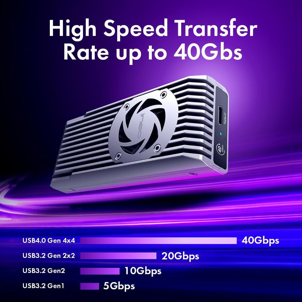 放熱用のアルミ合金フィンと静音ファン内蔵 SSD