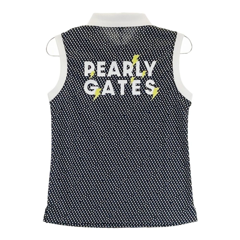 サイズ 00 PEARLY GATES パーリーゲイツ 055-2260624 ノースリーブポロシャツ イナズマ 総柄 ブラック系 240101535136 ゴルフウェア レディース ストスト