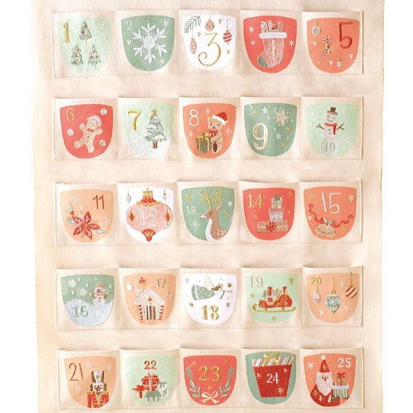 クリスマス 刺繍アドベントカレンダー Lサイズ 1652-A 壁掛け おしゃれ かわいい インテリア 店舗装飾 子供部屋リビング 飾り