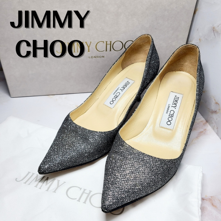 JIMMY CHOO ジミーチュウ パンプス シルバー 銀色 21.5cm ラメ