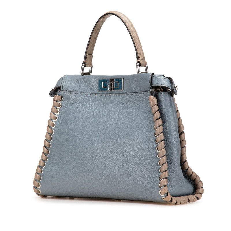 FENDI ピーカブー レギュラー ブルー グレー ショルダーバッグ 2WAY フェンディ ピーカブー セレリア ハンドバッグ ショルダーバッグ