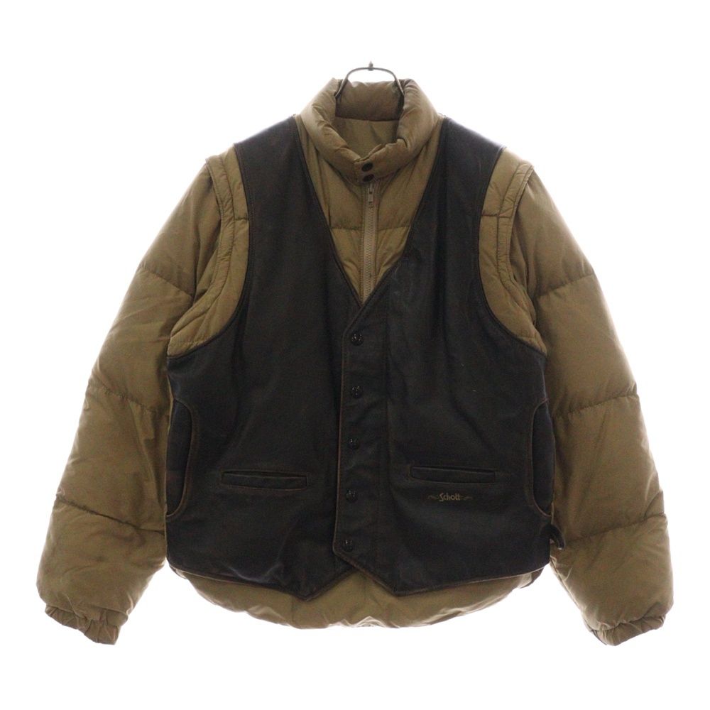 SCHOTT (ショット) 90S USA製 2WAY レザー ダウンベスト