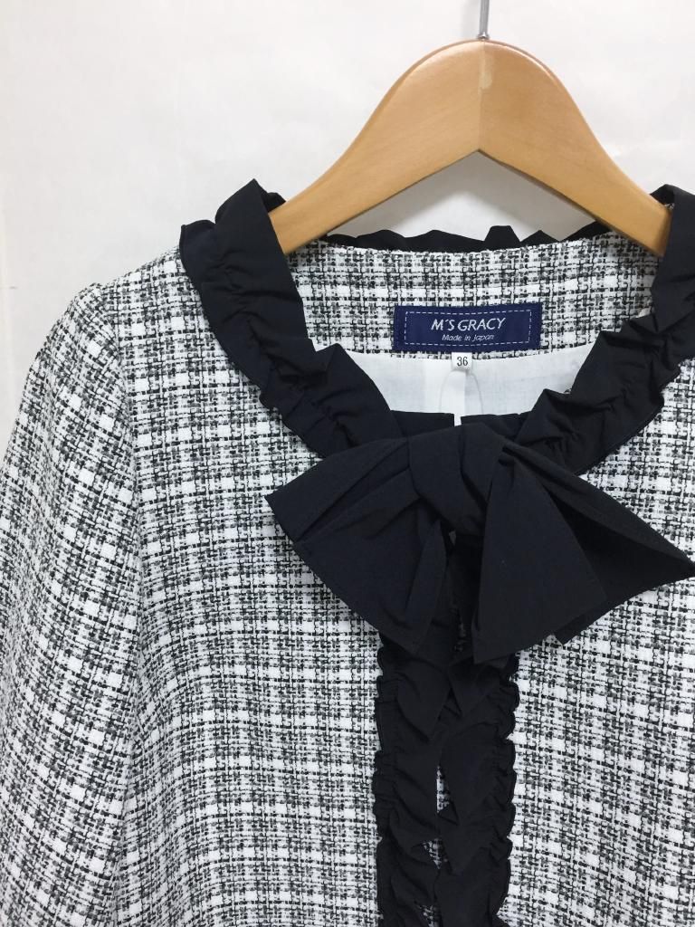 新品】M'S GRACY エムズグレイシー ジャケット リボン ツイード