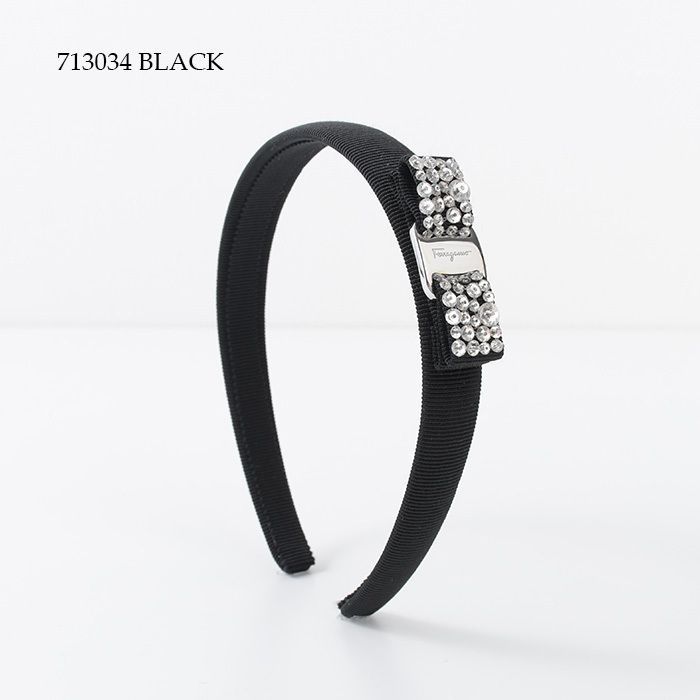 超美品!! Salvatore Fettagamo カチューシャ ヴァラ 黒 ferragamoフェラガモ カチューシャ ヴァラ □美品□ Salvatore