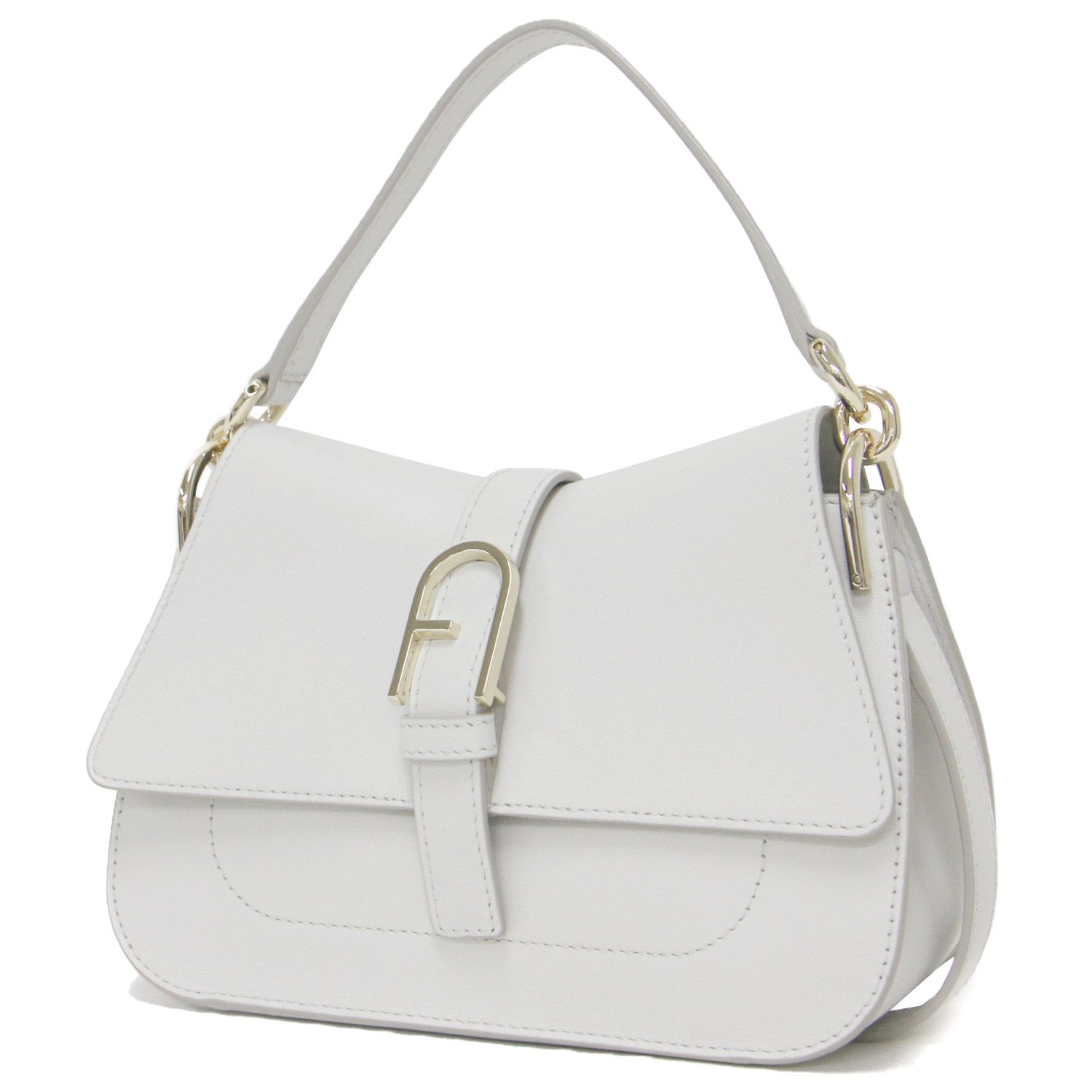 美品 FURLA フルラ ショルダーバッグ ライトグレー 2WAY トップ 