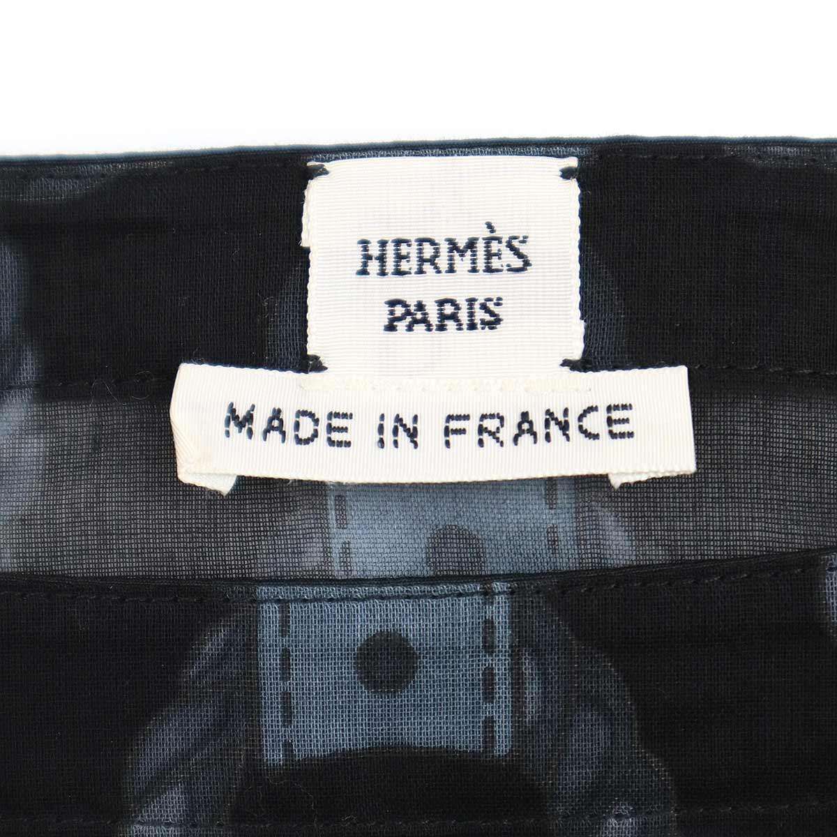 HERMES エルメス 21SS ロープ柄コットンポンチョブラウス ブラック