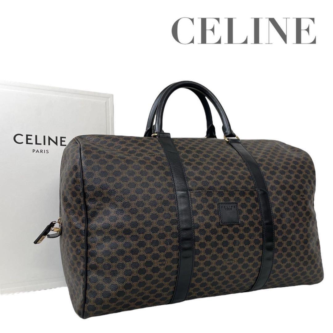 価格交渉|質問大 ♪ 激 セリーヌ 黒マカダム ボストンバッグ トリオンフ 大容量 4597