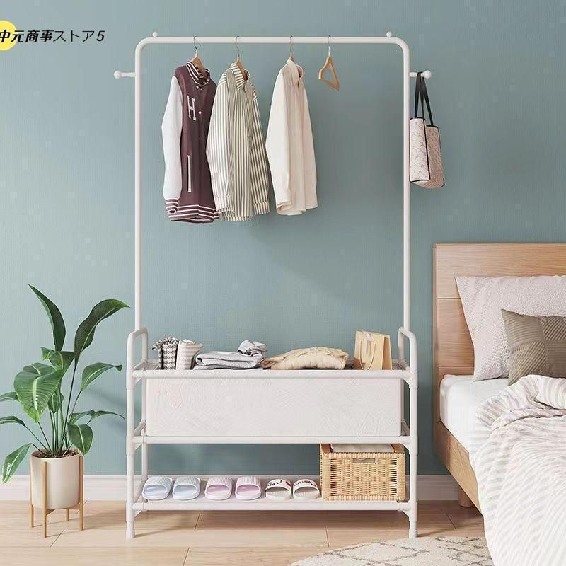 ハンガーラック フック付き 衣類収納 洋服掛け 高耐荷重 大容量 頑丈 2段 シンプル ナチュラル パイプハンガー