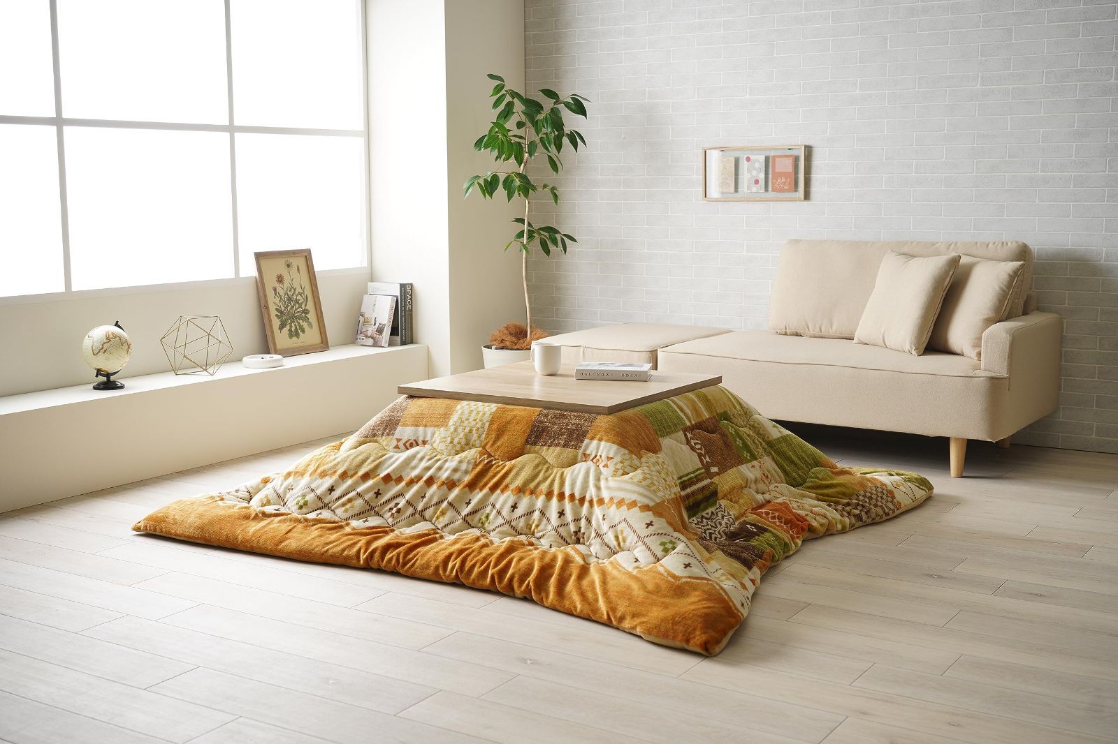 ローテーブル 天然木 こたつ 机 北欧 オールシーズン アウル