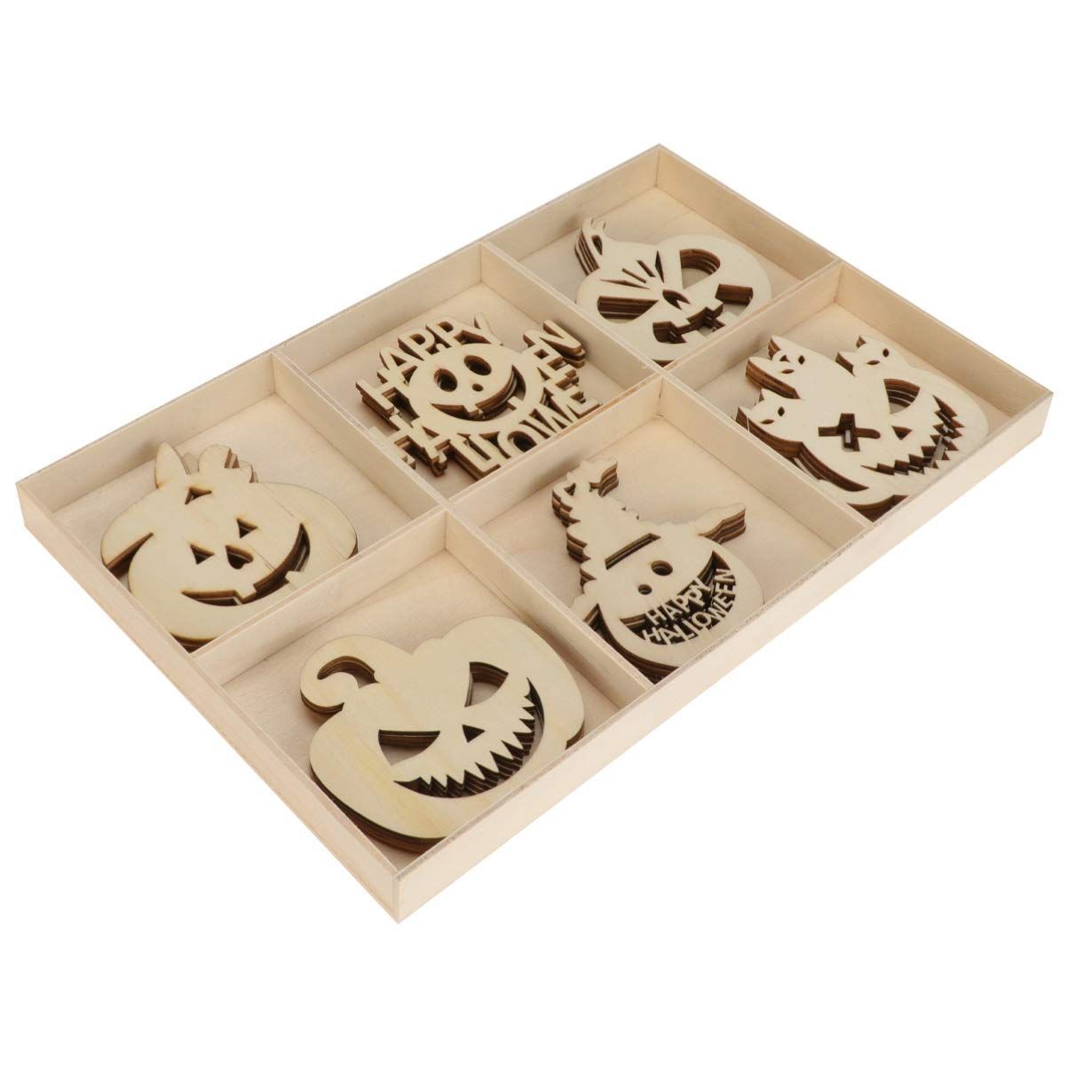 まもなく終了 1 セット 30個 ハロウィン木製ペンダント 木製カボチャの切り欠き ハロウィンの木の切り抜き ハロウィンブランクハンギング タグ ハロウィーンのシーンの装飾 未完成の木のカボ